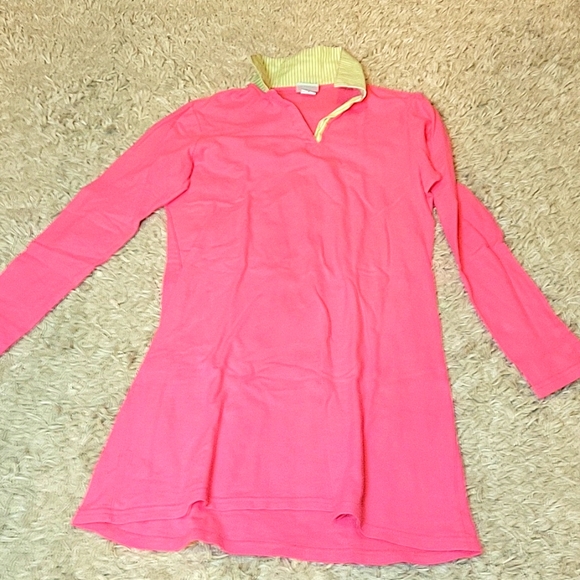 Haley and the Hound long sleeved dress collared (pink with green collar) - Picture 1 of 4